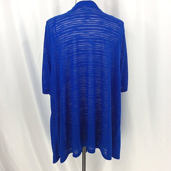 Catherines Open Cardigan Sweater Womens Plus Size 3X 26/28W Blue Short Sleeve - Picture 3 of 7